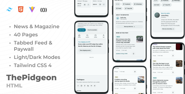 ThePidgeon | Mobile-First News HTML Template