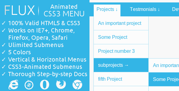 FLUX | Menu animowane CSS3