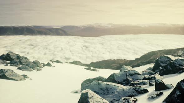 Lava Rock and Snow in Winter Time in Iceland