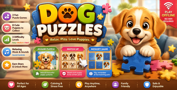 PawPuzzle | Dog Puzzle Games for Android App with Ads