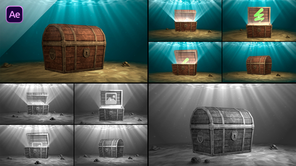 Treasure Chest Underwater Logo Reveal