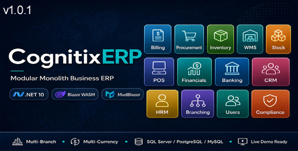 CognitixERP – Modular Multi-Branch ERP Solution Blazor .NET 10 API