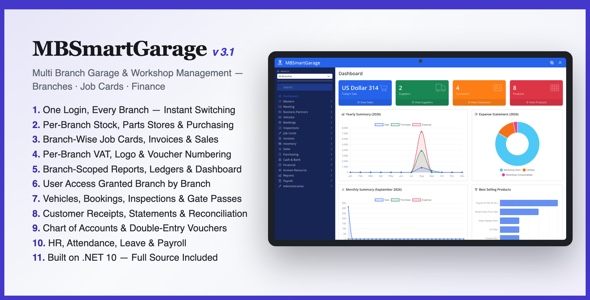 MBSmartGarage - Multi Branch Garage / Workshop Management System
