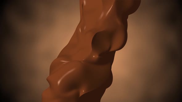 A Stream of Thick Nougat Is Pouring on a Milk Background alt