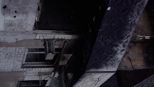 Vertical Video of a Bombed House During the War in Ukraine