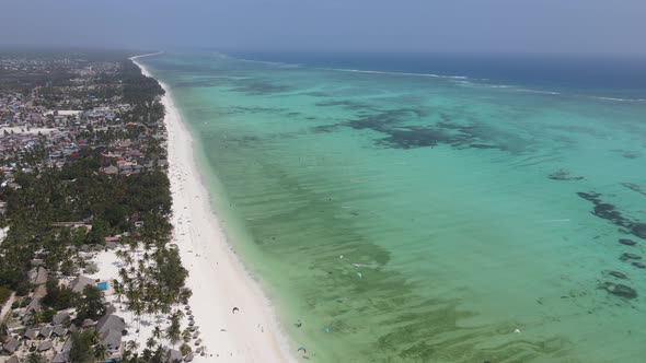 Zanzibar Tanzania  Aerial View of the Ocean Near the Shore of the Island Slow Motion