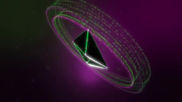 Futuristic Ethereum Cryptocurrency Hologram On Online System Concept Background alt