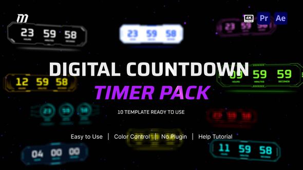Digital Countdown Timer Pack for After Effects & Premiere Pro