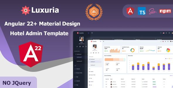 Luxuria- Angular 22+ Hotel Admin Material Design Dashboard Template