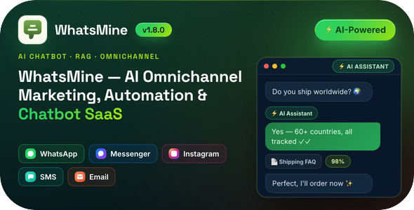 WhatsMine — AI Omnichannel Marketing, Automation & Chatbot SaaS (WhatsApp, Messenger, SMS & Email)
