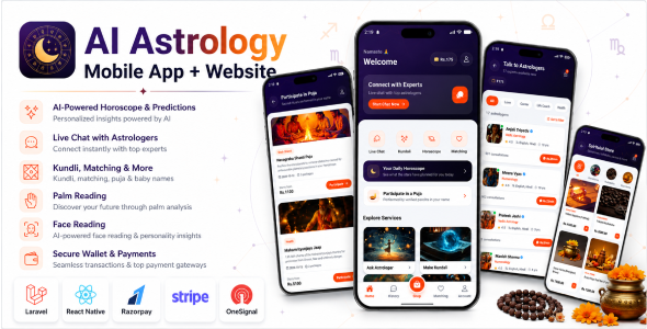 AstroTalky - AI Astrology App | Horoscope, Kundli & Chat | Android, iOS, Web & Admin | React+Laravel