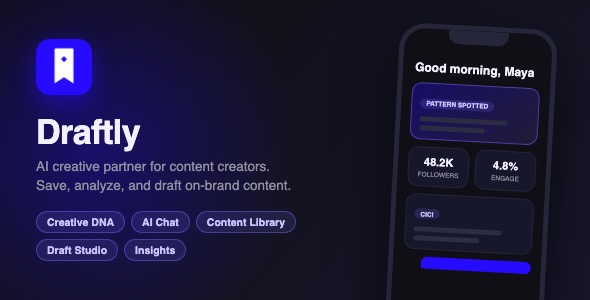 Draftly | AI Content Companion With Creative DNA, AI Chat and Draft Studio - SwiftUI