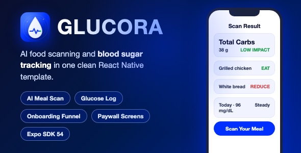 Glucora | Blood Sugar and Food Scan Tracker - React Native / Expo