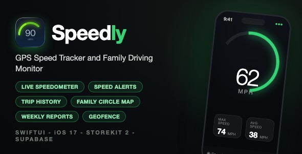 Speedly | GPS Speed Tracker With Family Map, Speed Alerts, Trip Reports and Subscriptions - SwiftUI