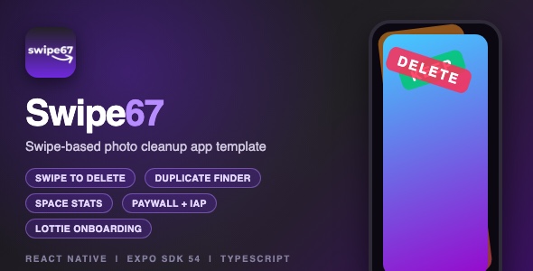 Swipe67 | Swipe Photo Cleaner With Duplicate Finder, Storage Stats and Subscriptions - React Native