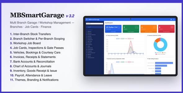 MBSmartGarage - Multi Branch Garage / Workshop Management System
