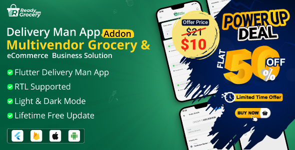 Ready Grocery Delivery Man App | Rider App | Delivery App Addon