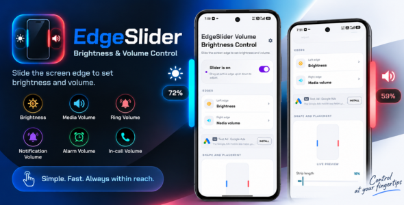 EdgeSlide | Volume Brightness Control Android App with Ads