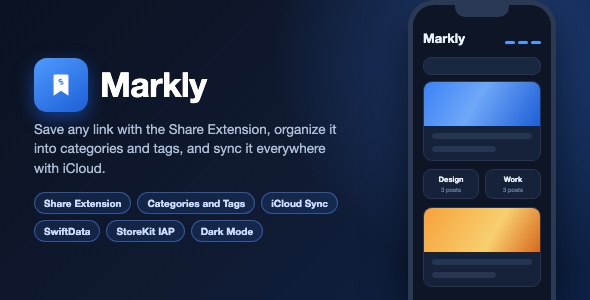 Markly | Bookmark Manager With Share Extension, Categories, iCloud Sync and PRO Unlock - SwiftUI