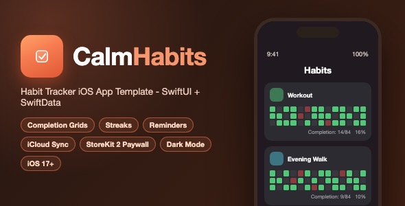 CalmHabits | Habit Tracker With Completion Grids, Reminders, Streaks and iCloud Sync -   SwiftUI