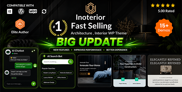 Inoterior - Architecture & Interior Designer WordPress Theme + RTL