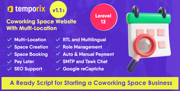 Temporix - Coworking Space Website With Multi-Location