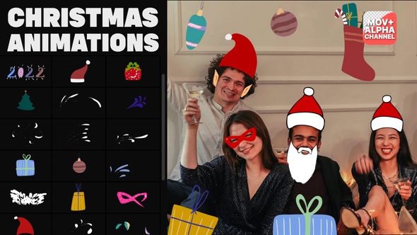 Christmas Masks And Sticker Animations Pack | Motion Graphics alt