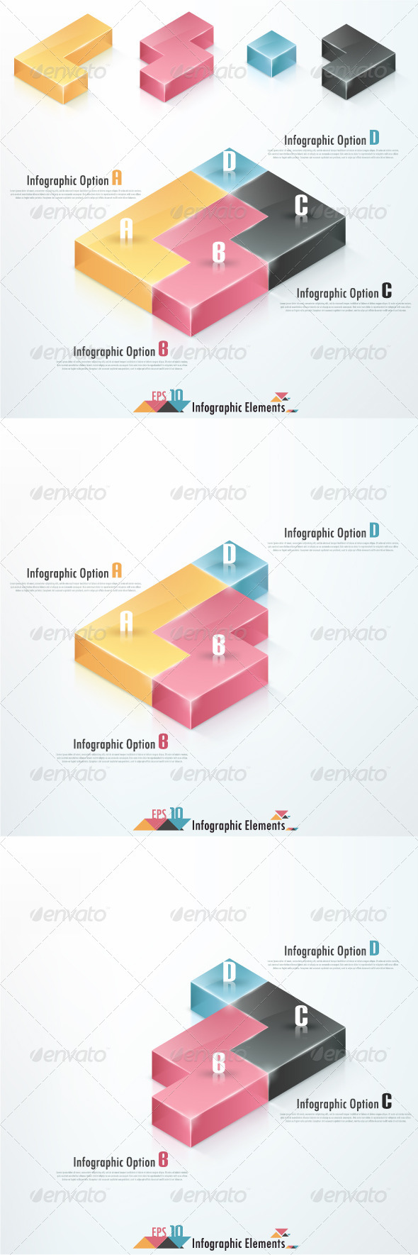 Modern Infographic Banner With Tetris Elements