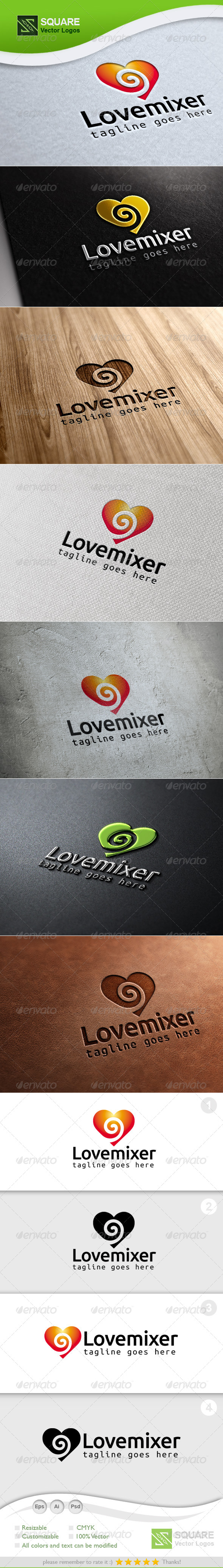 Love, Mixer Vector Logo Template