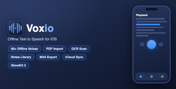 Voxio | Offline Text to Speech Reader With Voice Library, Notes and Audio Export - SwiftUI