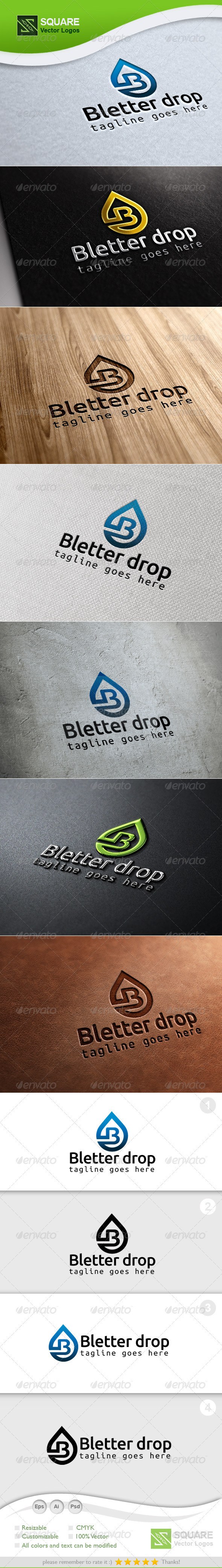 B , Drop Vector Logo Template