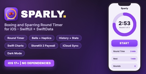 Sparly | Boxing and Sparring Round Timer With Workout History, Stats and iCloud Sync - SwiftUI