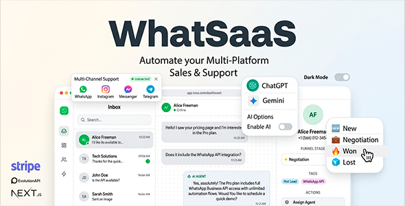 WhatSaaS — Multi-Tenant WhatsApp Sales & Support: Chatbots, Flow Builder & API Access