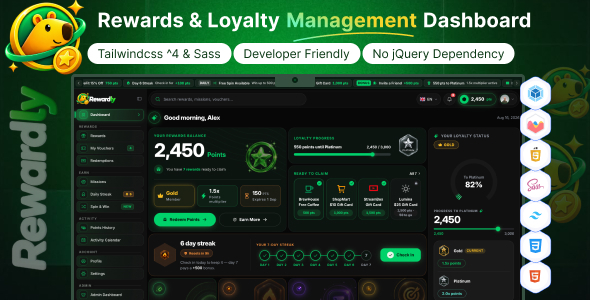 Rewardly - Rewards & Loyalty Management Dashboard Template