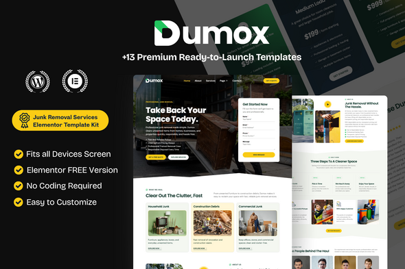 Dumox – Junk Removal Services Elementor Template Kit