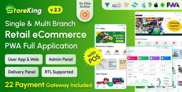 StoreKing - eCommerce (Grocery, Pharmacy, Supershop) App with Laravel Website & Admin Panel with POS
