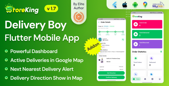 StoreKing - eCommerce (Grocery, Pharmacy, Supershop) Delivery Man Flutter Mobile App