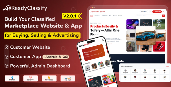 Ready Classify -  Complete eClassify Marketplace Mobile App Website With Admin Panel
