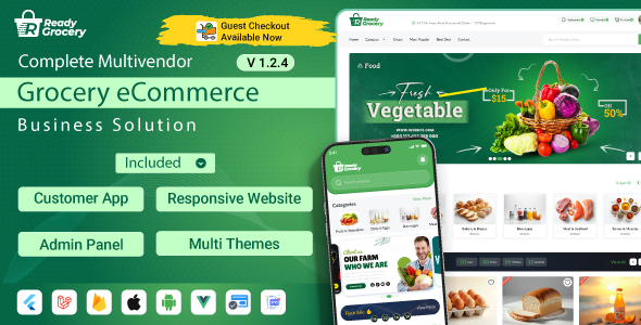 ReadyGrocery– Multivendor Grocery & eCommerce Mobile App with Website & Laravel Admin Panel