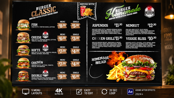 Food Menu Board - Restaurant Digital Signage
