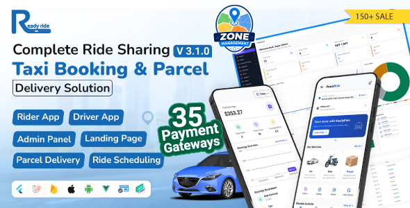 ReadyRide – Complete Ride Sharing Rider & Driver Mobile Apps with Web Admin Panel  | RiderShare App