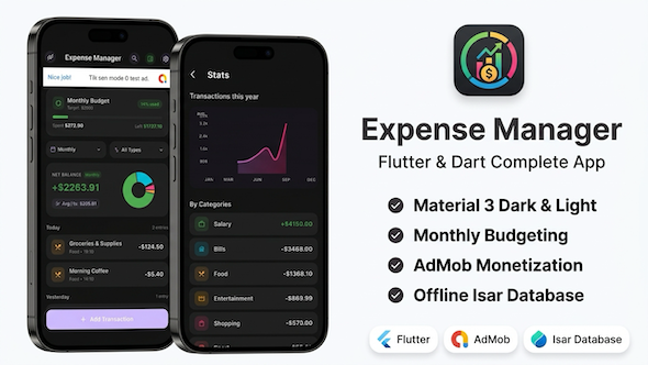 Flutter Expenses Manager Complete App with Admob