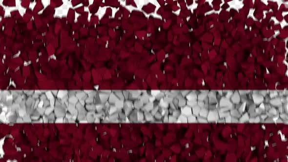 Latvia Flag Breaking Rocks Transition