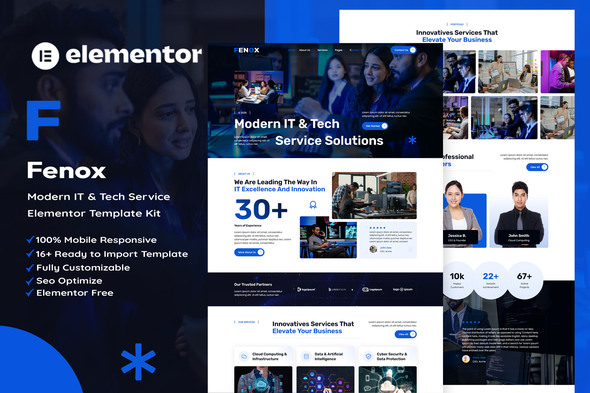 Fenox - Modern IT & Tech Service Solution Elementor Template Kit