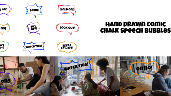 Hand Drawn Comic Chalk Speech Bubbles