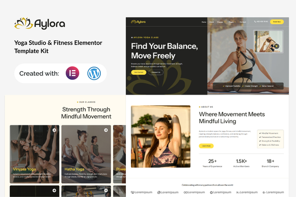 Aylora - Yoga Studio & Fitness Elementor Template Kit