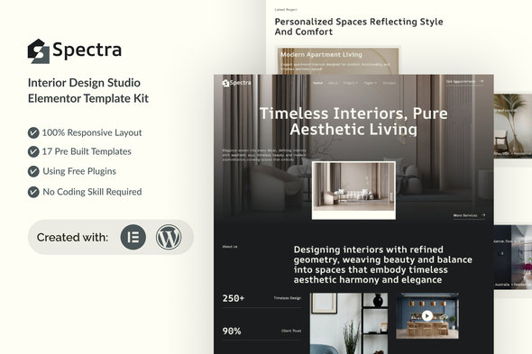Spectra - Interior Design Studio Elementor Template Kit