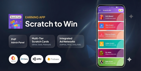 Scratch to Win | Android Earning App | Admob, Facebook Bidding, StartApp, Unity Ads