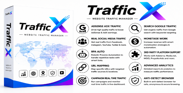 Traffic X Web Traffic Bot Software Organic Website Traffic Generator With RPA Support