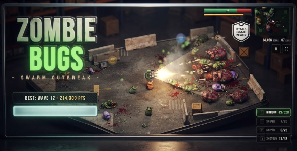 Zombie Bugs | Top-Down Survival Shooter HTML5 Game